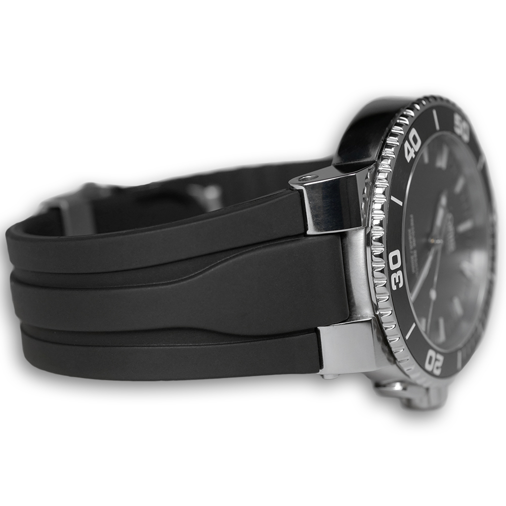 Chronotiempo Black Silicone Band ORIS Aquis Date Watch Strap 24mm 12mm Bracelet